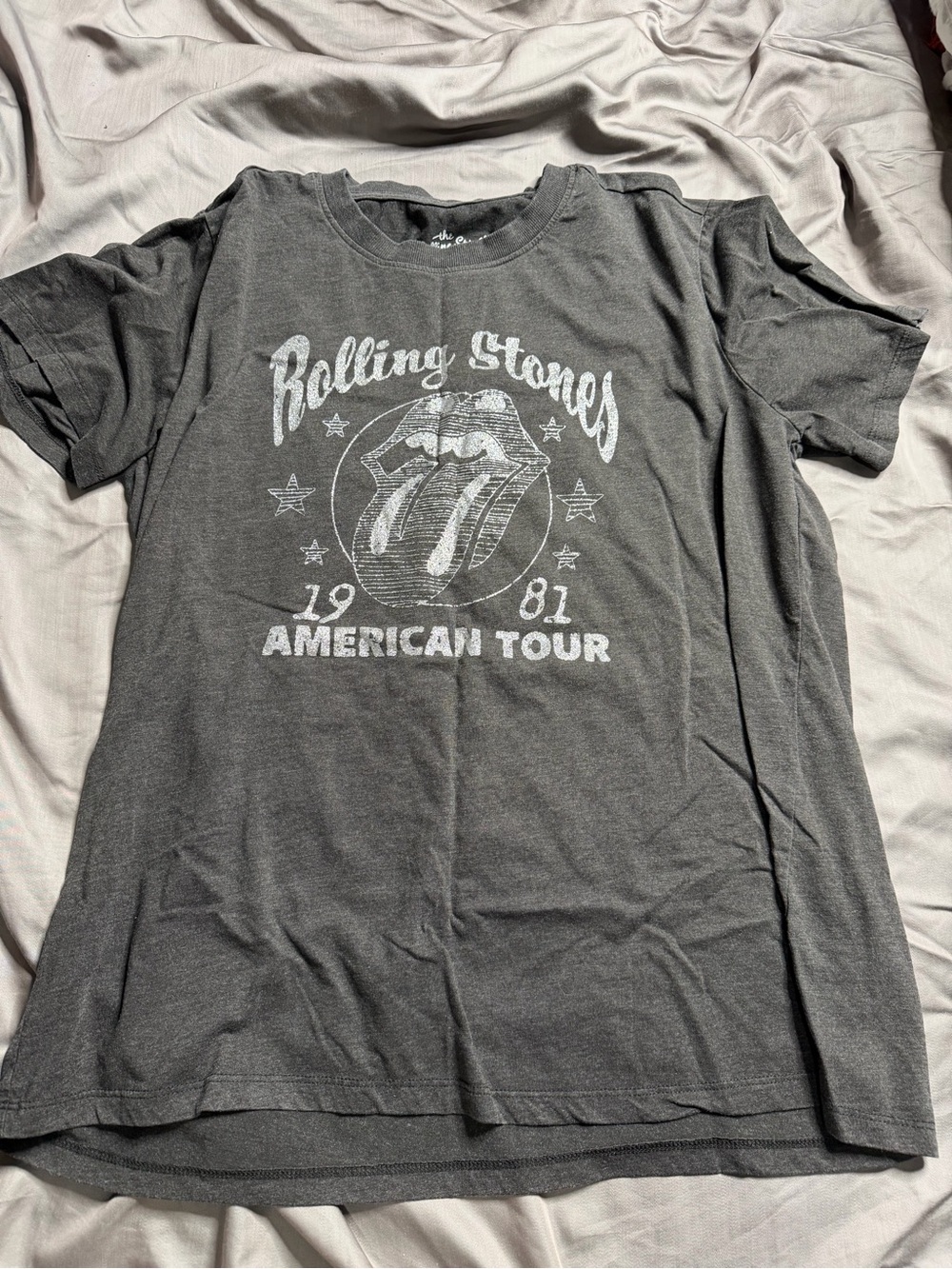 the Rolling Stones Gray 1981 American Tour Graphic Tee